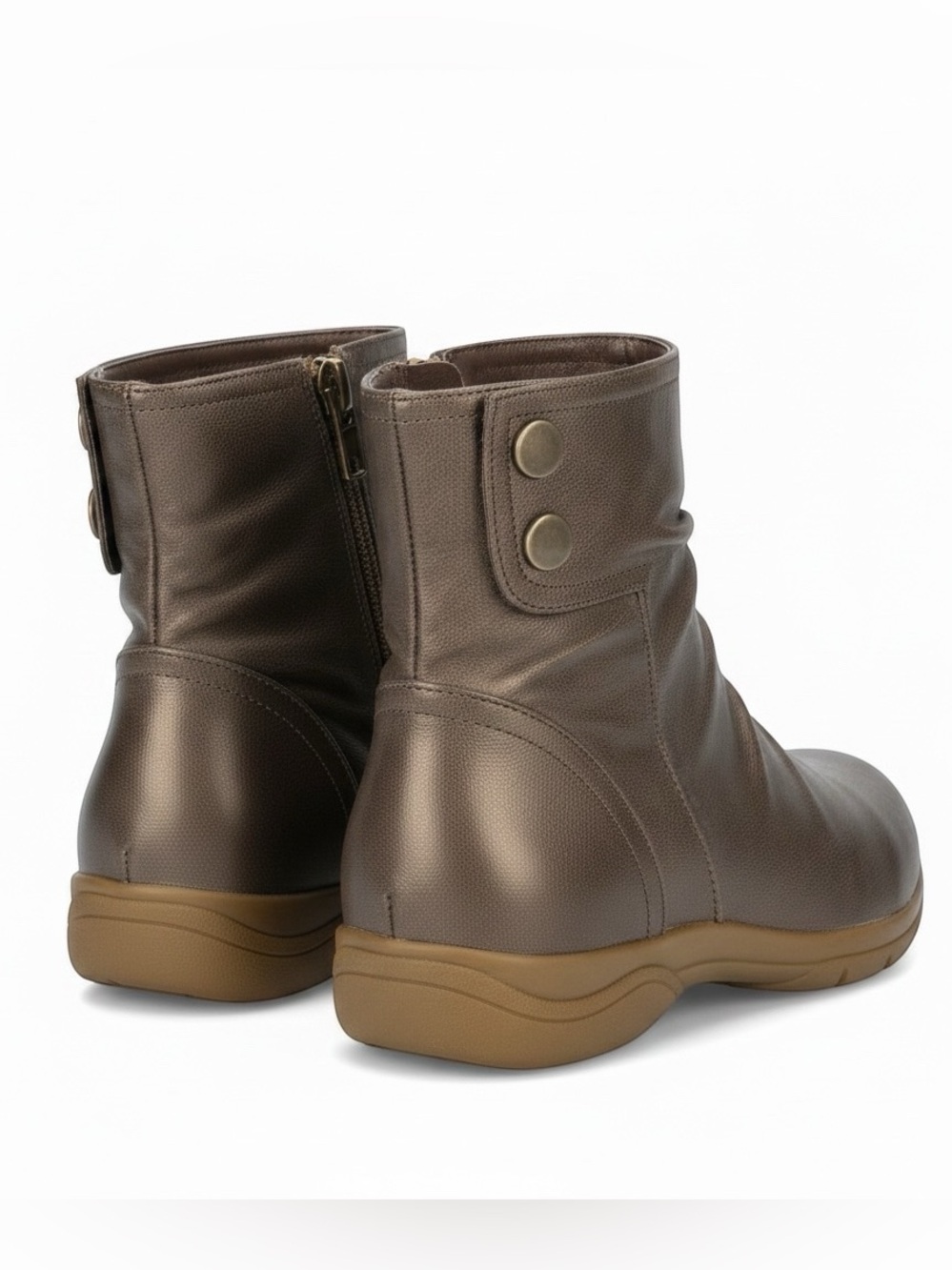 Women's Brown Ankle Booties with Side Zip